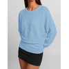 ZESICA Womens 2026 Fall Long Sleeve Floral Ruched Cute Sweaters(Blue)