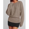 ZESICA Womens 2026 Fall Long Sleeve Floral Ruched Cute Sweaters(Cashmere)