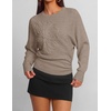 ZESICA Womens 2026 Fall Long Sleeve Floral Ruched Cute Sweaters(Cashmere)