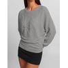ZESICA Womens 2026 Fall Long Sleeve Floral Ruched Cute Sweaters(Grey)