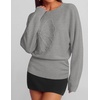 ZESICA Womens 2026 Fall Long Sleeve Floral Ruched Cute Sweaters(Grey)