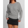 ZESICA Womens 2026 Fall Long Sleeve Floral Ruched Cute Sweaters(Grey)