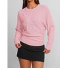 ZESICA Womens 2026 Fall Long Sleeve Floral Ruched Cute Sweaters(Pink)