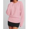 ZESICA Womens 2026 Fall Long Sleeve Floral Ruched Cute Sweaters(Pink)