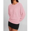 ZESICA Womens 2026 Fall Long Sleeve Floral Ruched Cute Sweaters(Pink)