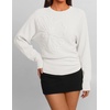 ZESICA Womens 2026 Fall Long Sleeve Floral Ruched Cute Sweaters(White)
