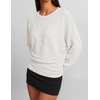 ZESICA Womens 2026 Fall Long Sleeve Floral Ruched Cute Sweaters(White)