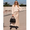 ZESICA Womens 2026 Fall Oversized Chunky Cable Knit Tunic Sweaters(Apricot)