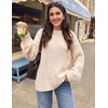 ZESICA Womens 2026 Fall Oversized Chunky Cable Knit Tunic Sweaters(Apricot)