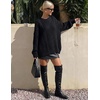 ZESICA Womens 2026 Fall Oversized Chunky Cable Knit Tunic Sweaters(Black)