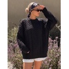 ZESICA Womens 2026 Fall Oversized Chunky Cable Knit Tunic Sweaters(Black)