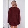ZESICA Womens 2026 Fall Oversized Chunky Cable Knit Tunic Sweaters(Burgundy)