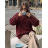 ZESICA Womens 2026 Fall Oversized Chunky Cable Knit Tunic Sweaters(Burgundy)