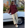 ZESICA Womens 2026 Fall Oversized Chunky Cable Knit Tunic Sweaters(Burgundy)