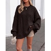ZESICA Womens 2026 Fall Oversized Chunky Cable Knit Tunic Sweaters(Coffee)