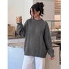 ZESICA Womens 2026 Fall Oversized Chunky Cable Knit Tunic Sweaters(Gray)