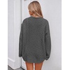 ZESICA Womens 2026 Fall Oversized Chunky Cable Knit Tunic Sweaters(Gray)