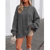 ZESICA Womens 2026 Fall Oversized Chunky Cable Knit Tunic Sweaters(Gray)