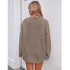 ZESICA Womens 2026 Fall Oversized Chunky Cable Knit Tunic Sweaters(Khaki)