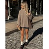 ZESICA Womens 2026 Fall Oversized Chunky Cable Knit Tunic Sweaters(Khaki)