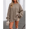 ZESICA Womens 2026 Fall Oversized Chunky Cable Knit Tunic Sweaters(Khaki)