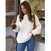 ZESICA Womens 2026 Fall Oversized Chunky Cable Knit Tunic Sweaters(White)
