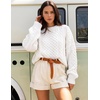 ZESICA Womens 2026 Fall Oversized Chunky Cable Knit Tunic Sweaters(White)