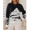 ZESICA Women’s 2026 Fall Winter Crewneck Oversized Printed Sweaters(Black)