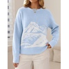 ZESICA Women’s 2026 Fall Winter Crewneck Oversized Printed Sweaters(Blue)