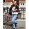 ZESICA Women’s 2026 Fall Winter Crewneck Oversized Printed Sweaters(Brown)