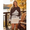 ZESICA Women’s 2026 Fall Winter Crewneck Oversized Printed Sweaters(Brown)