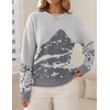 ZESICA Women’s 2026 Fall Winter Crewneck Oversized Printed Sweaters(Grey)