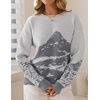 ZESICA Women’s 2026 Fall Winter Crewneck Oversized Printed Sweaters(Grey)