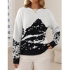 ZESICA Women’s 2026 Fall Winter Crewneck Oversized Printed Sweaters(White)
