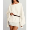 ZESICA Women’s Fall Batwing Oversized Knitted Shawls Poncho Sweaters(Beige)