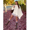 ZESICA Women’s Fall Batwing Oversized Knitted Shawls Poncho Sweaters(Beige)