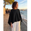 ZESICA Women’s Fall Batwing Oversized Knitted Shawls Poncho Sweaters(Black)