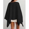 ZESICA Women’s Fall Batwing Oversized Knitted Shawls Poncho Sweaters(Black)