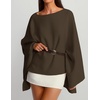 ZESICA Women’s Fall Batwing Oversized Knitted Shawls Poncho Sweaters(Brown)