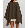 ZESICA Women’s Fall Batwing Oversized Knitted Shawls Poncho Sweaters(Brown)