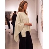 ZESICA Women’s Fall Batwing Oversized Knitted Shawls Poncho Sweaters(Camel)