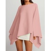 ZESICA Women’s Fall Batwing Oversized Knitted Shawls Poncho Sweaters(Pink)