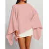 ZESICA Women’s Fall Batwing Oversized Knitted Shawls Poncho Sweaters(Pink)