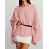 ZESICA Women’s Fall Batwing Oversized Knitted Shawls Poncho Sweaters(Pink)