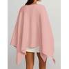 ZESICA Women’s Fall Batwing Oversized Knitted Shawls Poncho Sweaters(Pink)