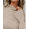 ZESICA Women’s Fall Bell Long Sleeve Knit Sweaters Scalloped Mock Neck Tops(Almond)