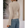 ZESICA Women’s Fall Bell Long Sleeve Knit Sweaters Scalloped Mock Neck Tops(Almond)