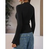 ZESICA Women’s Fall Bell Long Sleeve Knit Sweaters Scalloped Mock Neck Tops(Black)