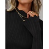 ZESICA Women’s Fall Bell Long Sleeve Knit Sweaters Scalloped Mock Neck Tops(Black)