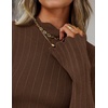 ZESICA Women’s Fall Bell Long Sleeve Knit Sweaters Scalloped Mock Neck Tops(Brown)